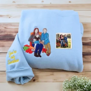 Custom Full-Color or Outline Embroidered Sweatshirt – Upload a Photo of Mom and Kids (Copy)